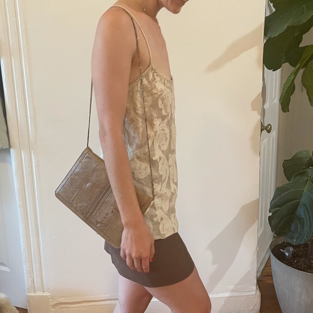 VTG Isda & Co Taupe Silk Linen Paisley Backless Sleeveless Cami Blouse Tank Top - Picture 10 of 16